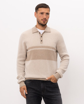 Peserico Beige wool and cashmere jumper with polo collar R59551F12947D0