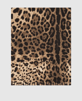Dolce&Gabbana Brown leopard print wool and silk plaid TCE013TCAB6
