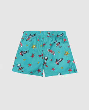 Diesel Mialyb children's green printed swim shorts K00780KXBTH