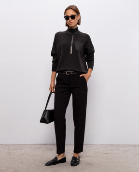Peserico Dark brown wool, silk and cashmere sweater A99205F12A9283