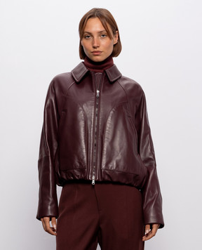 Brunello Cucinelli Burgundy leather jacket with monil chain MPNMO7638P