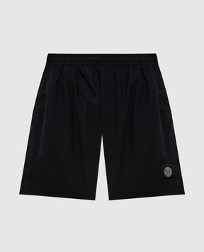 Stone Island Black swim shorts with logo patch L1S15B100B09S0046