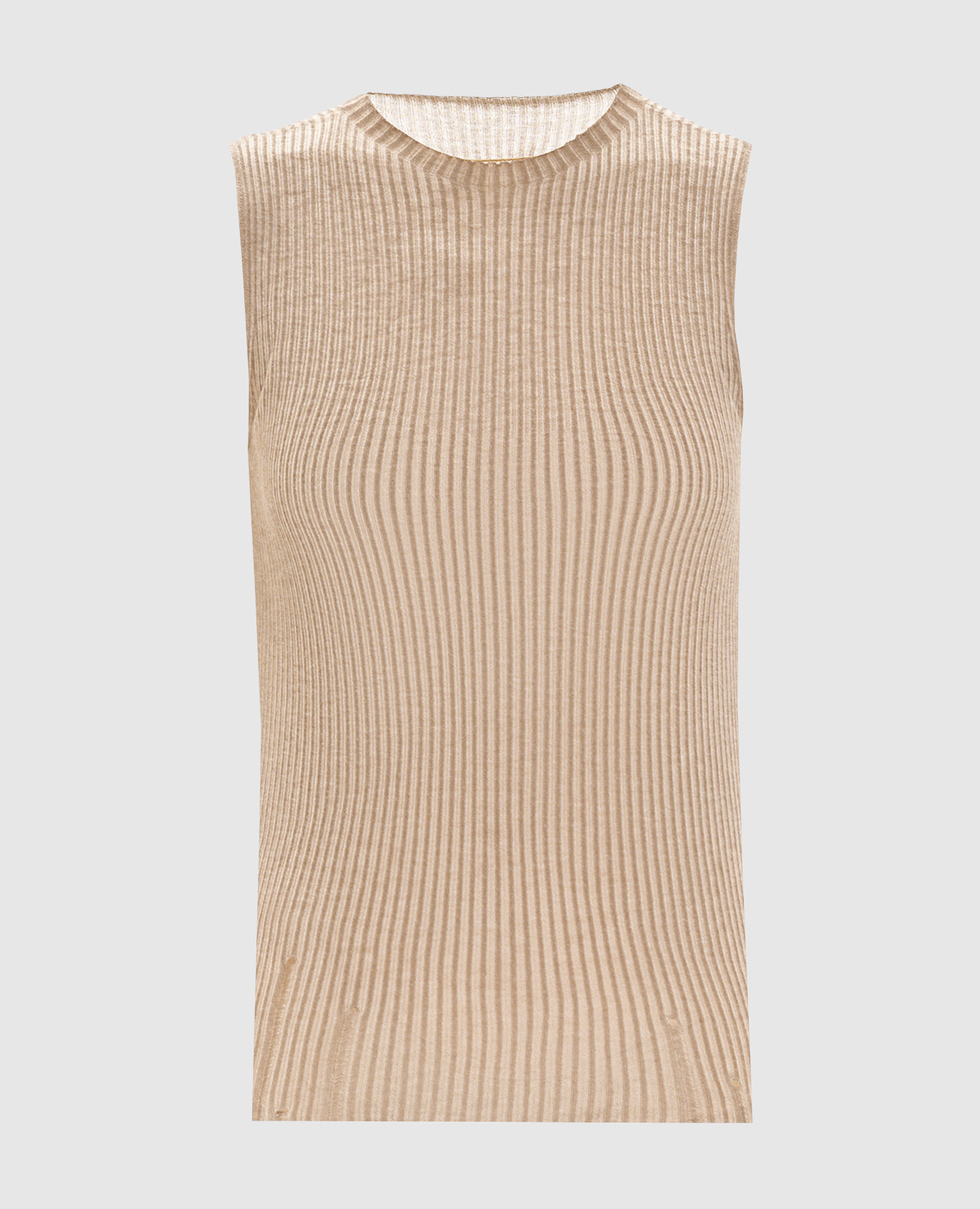 

Beige ribbed wool top UMA WANG