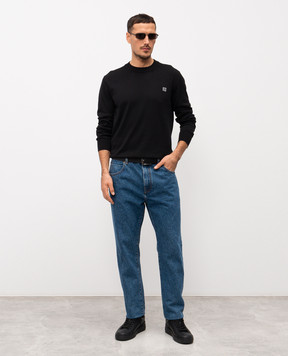 Balmain Black sweater with silk GH1KD000KJ53