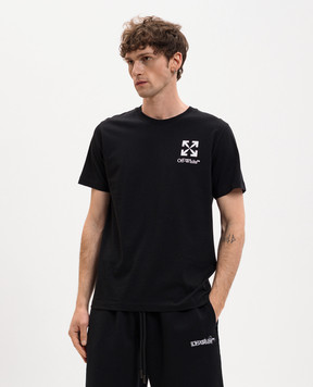 Off-White Black T-shirt with logo and emblem print 44MAA027S26J00B