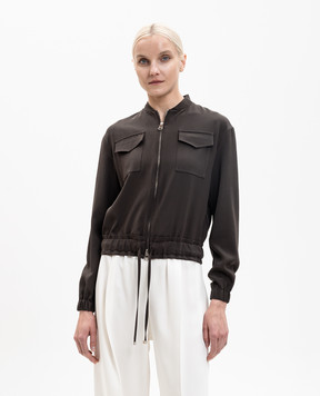 Kiton Dark brown silk bomber jacket D59416K0977A