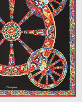 Dolce&Gabbana Black silk scarf with branded print FN092RGDDU4