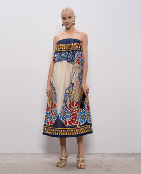 La DoubleJ Midi dress with linen and silk print DRE0902LIN010LEM02