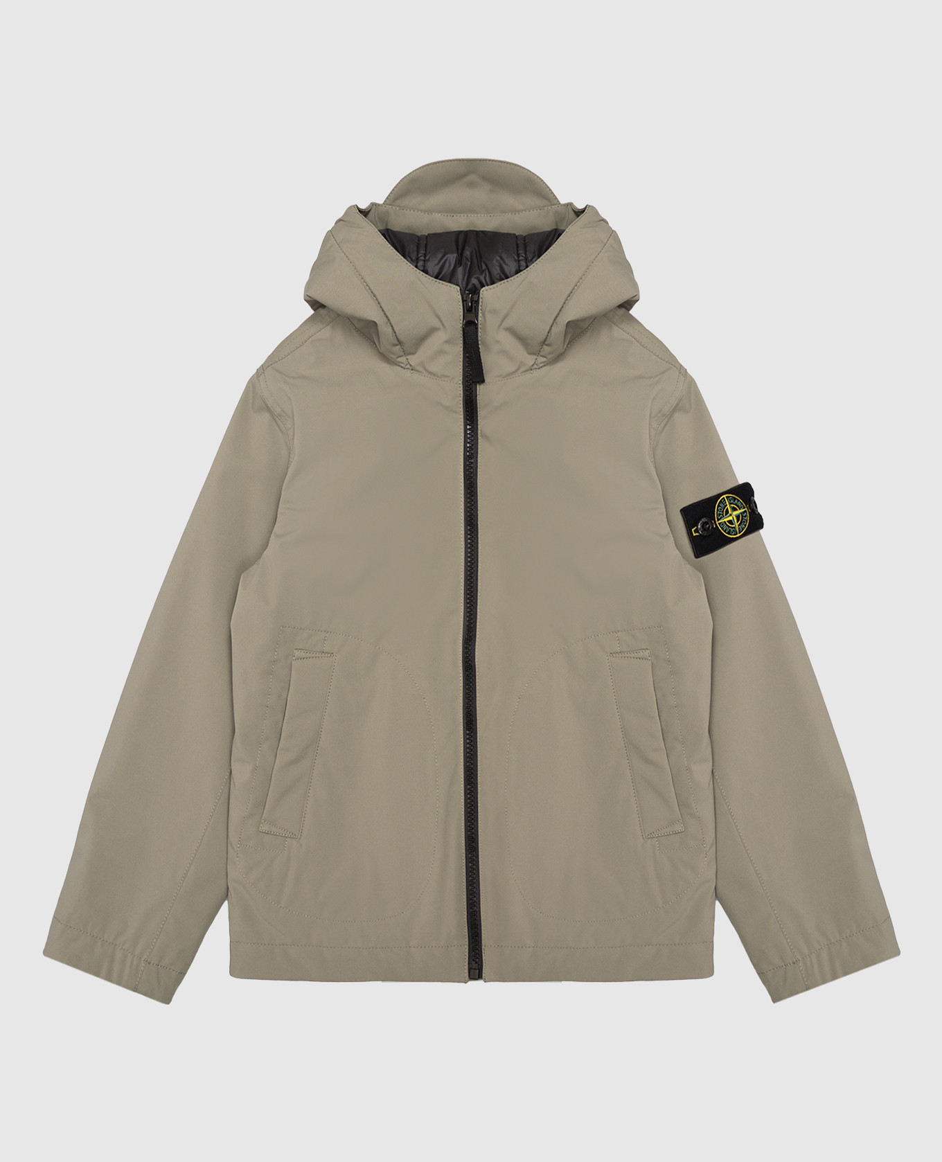 Children's khaki jacket with patch Stone Island