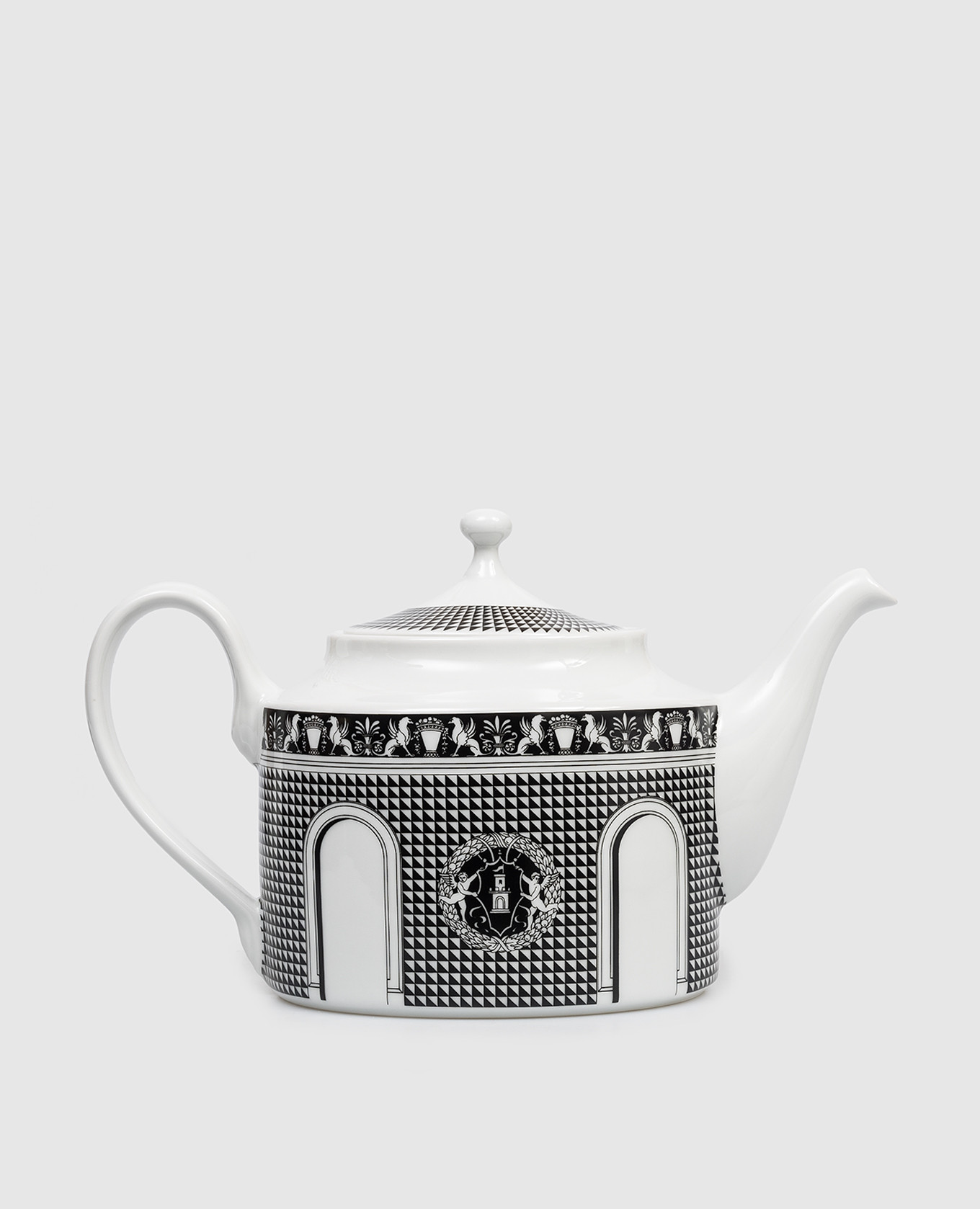 

White porcelain teapot Facciata Quattrocentesca Fornasetti