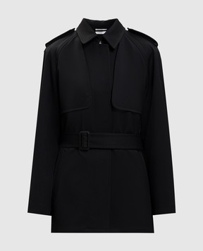 The Row Usuaia black cropped wool trench coat 10601W4255