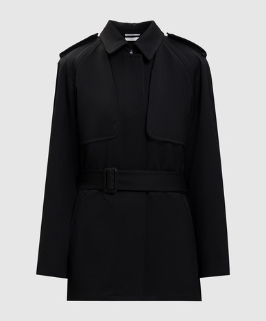 Usuaia zwarte cropped wollen trenchcoat