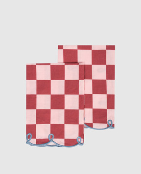 Bitossi Home Set of pink checkered serving napkins DAM00052