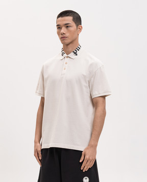 Palm Angels Ivory polo shirt with logo print PMGB012S26FAB003