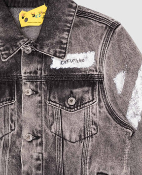 Off-White Children's gray denim jacket with logo print 44GYE002F5D001