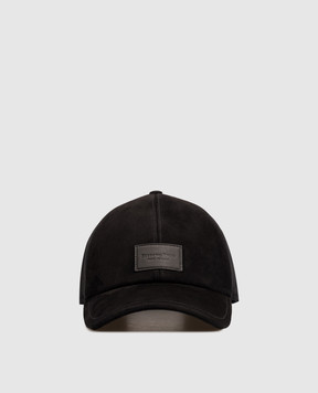 Stefano Ricci Black suede cap with logo patch MCV63SL15BPL001T