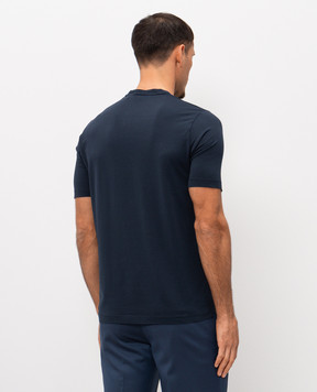 Enrico Mandelli Blue T-shirt with engraved logo 3K027A6035