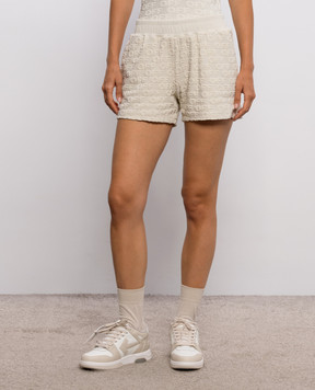 Off-White Beige shorts with logo pattern 2SJ00711L