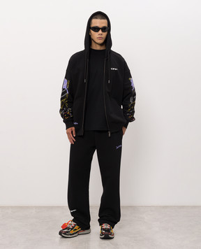 Off-White Black sports jacket with Arrow Archigeography logo print 44MBE015F26F003