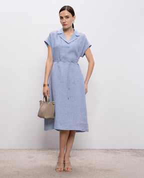 Peserico Blue linen midi dress S02412A02600