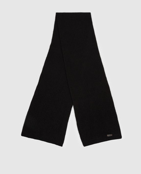 Santoni Black cashmere scarf with logo patch AMFLC0064XXXCAZ