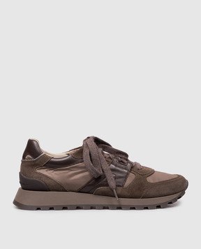 Brunello Cucinelli Brown combination sneakers with logo patch MZSFG3327P