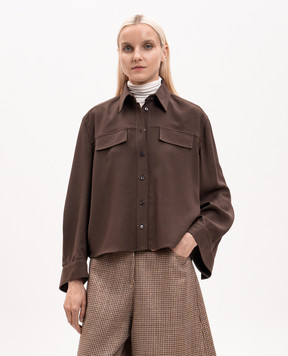 Brunello Cucinelli Brown shirt with wool MP542M1S06
