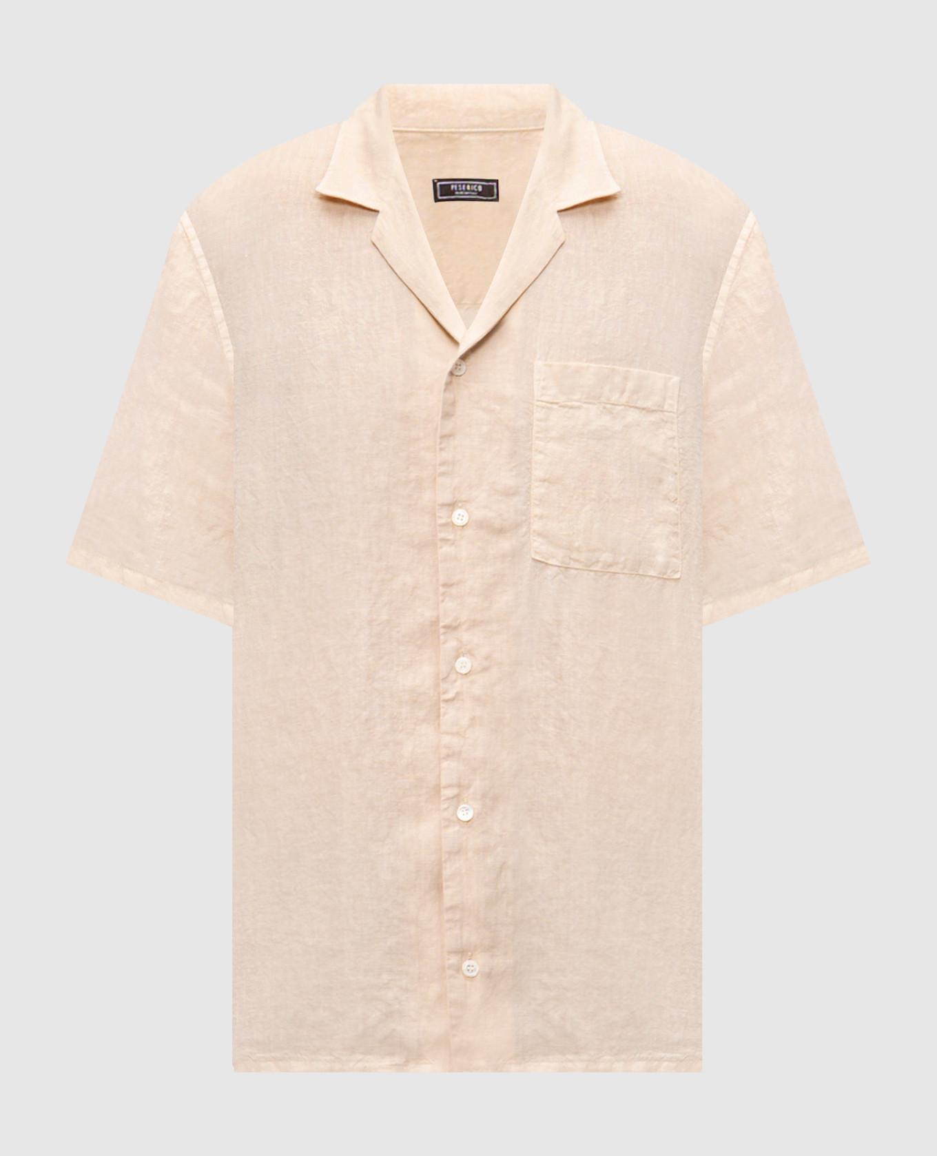 Beige linen short-sleeved shirt
