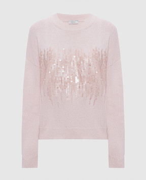 Peserico Pink wool sweater with sequins A99835F07RL9100