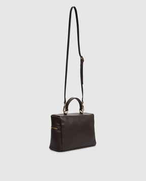Christian Villa Brown leather bag with logo print 06300