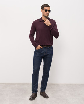Stefano Ricci Purple wool, silk and cashmere polo with monogram KE08004P30E26374
