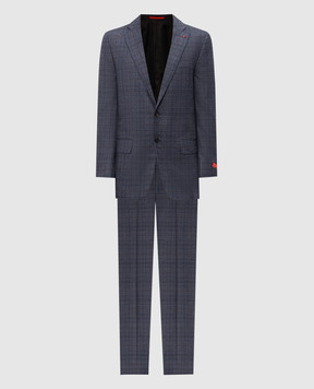 ISAIA Blue checked wool suit 524AFI10121154