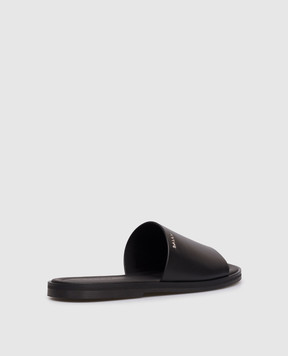 Bally Black leather flip-flops with metal logo MSS05IVT980