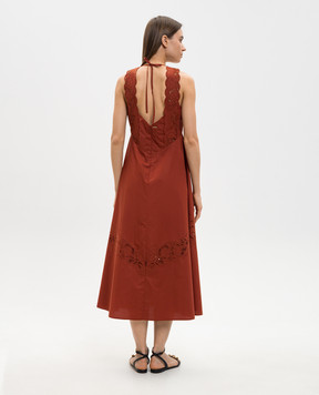 Twinset Terracotta midi dress with embroidery 261TT2032