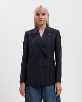 Givenchy Blue double-breasted striped wool jacket BW30QW16UQ