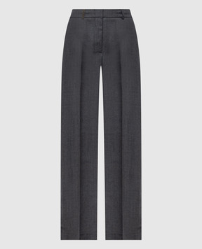 Peserico Gray striped wool pants A0433507504