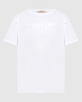 Twinset White T-shirt with textured logo 262TP2303
