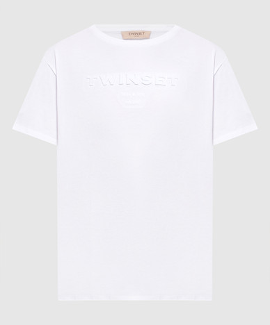 White T-shirt with textured logo