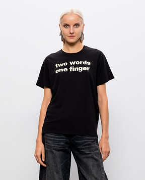 R13 Two Words One Finger Black T-Shirt R13WK001K162A