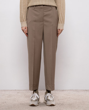 Peserico Brown wool trousers with lapels A0407602584