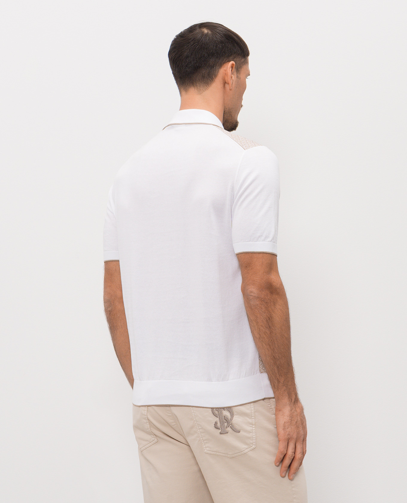 

Polo with patterned silk Stefano Ricci, White