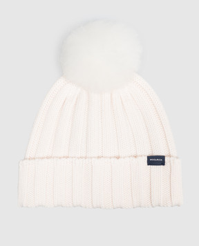 Woolrich Ivory wool hat with pompom CFWWAC0163FBUF0428