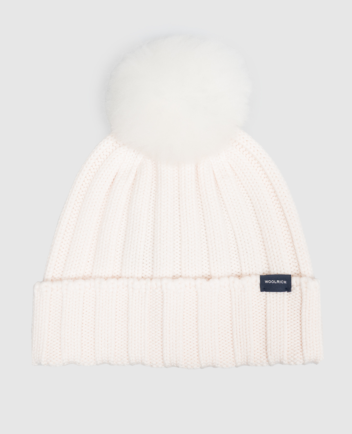 Ivory wool hat with pompom