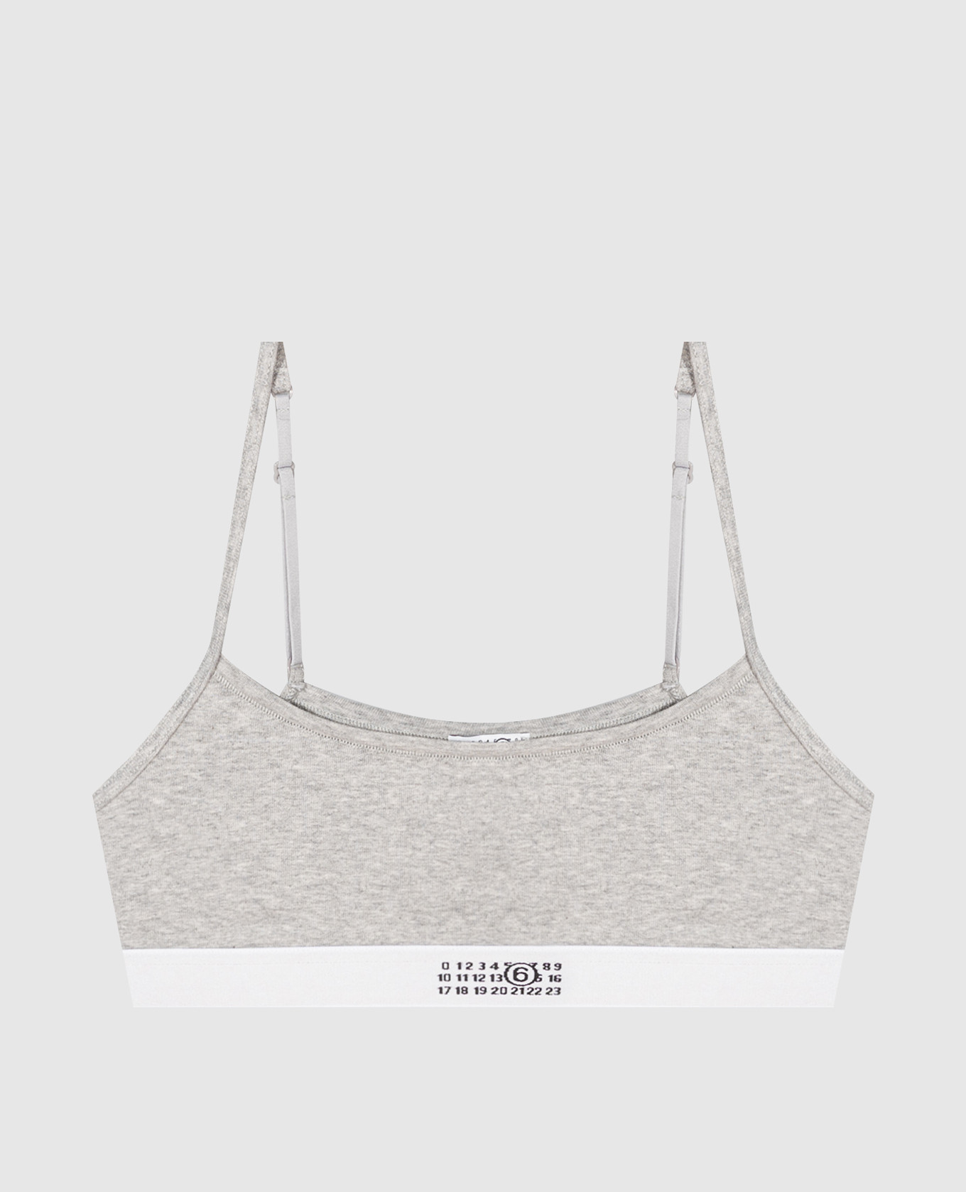 Grey melange top with emblem pattern