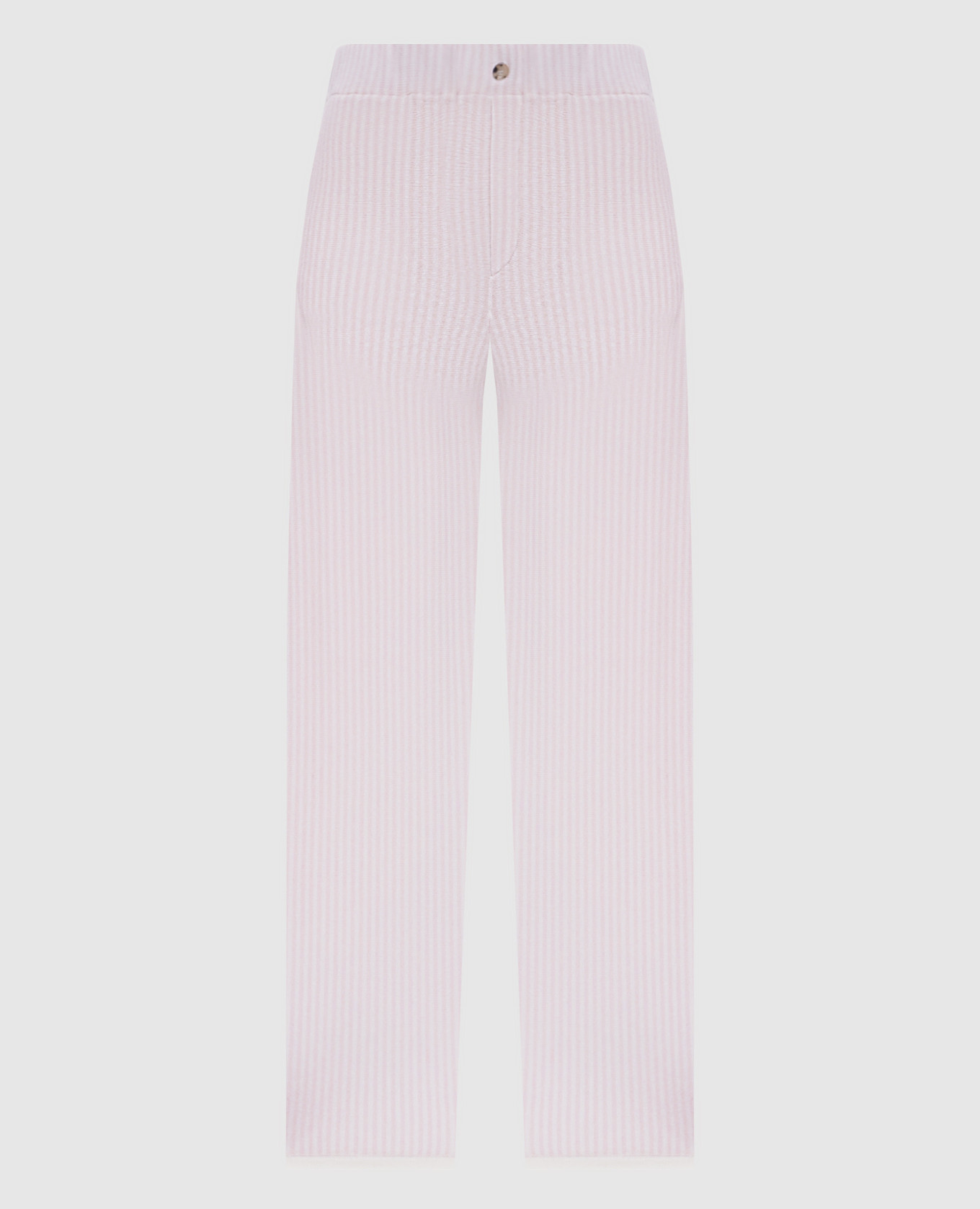 Pantalon de pyjama en laine et cachemire à rayures roses