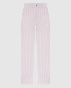 Allude Pink striped wool and cashmere pajama pants 25517751