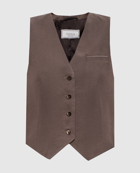 Peserico Brown linen vest A0303101926