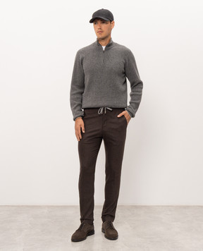 Marco Pescarolo Brown wool and cashmere trousers with lapels CARACCIOLO5429