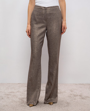 Twinset Beige wool flared pants with lurex 252TT2161
