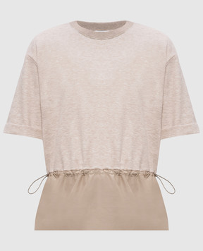 Peserico Beige melange T-shirt with monil chain S06433J05667A